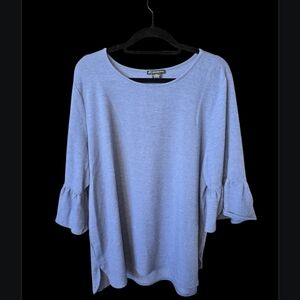 Women's Blue Ruffle Sleeve Top